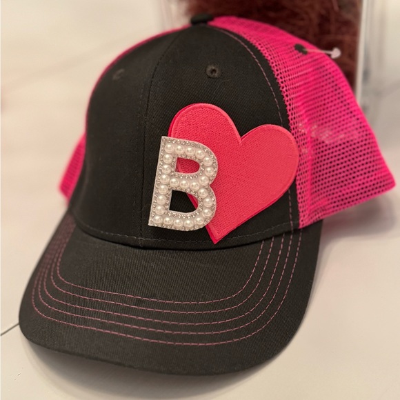 NWT! Girls INITIAL Pink Heart Patch Cap (Youth) - Picture 4 of 9